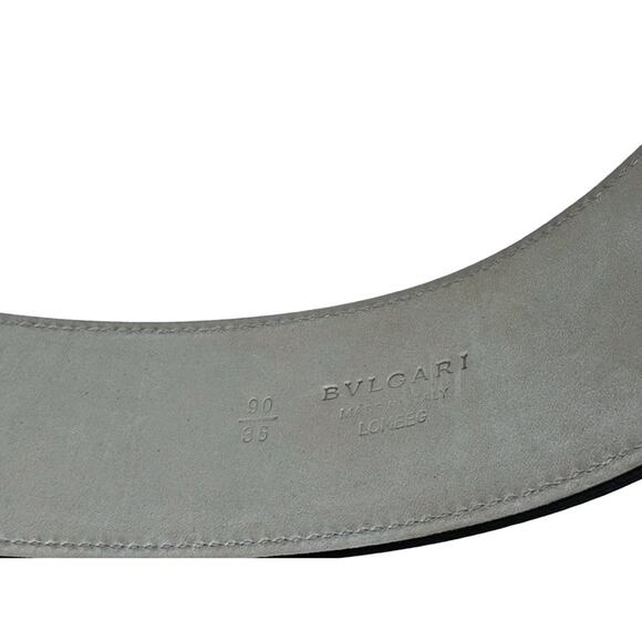 Bvlgari Black Pebbled Leather Belt Silver Logo Buckle Women\'s Size 90/36 main image 5